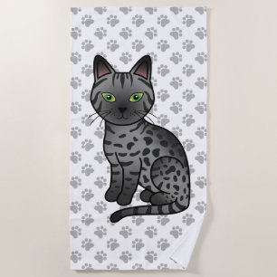 Serviette De Plage Chat de dessin animé mignon Egyptian Mau & pattes