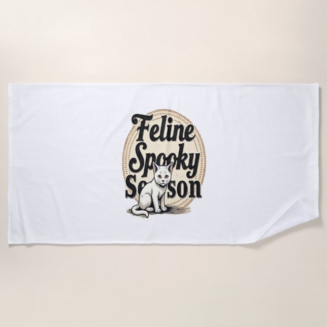 Serviette De Plage Chat de la saison Éffrayante Feline (Devant)