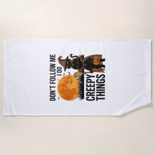 Serviette De Plage Chat d'Halloween Choses Effrayantes Sorcière Drôle