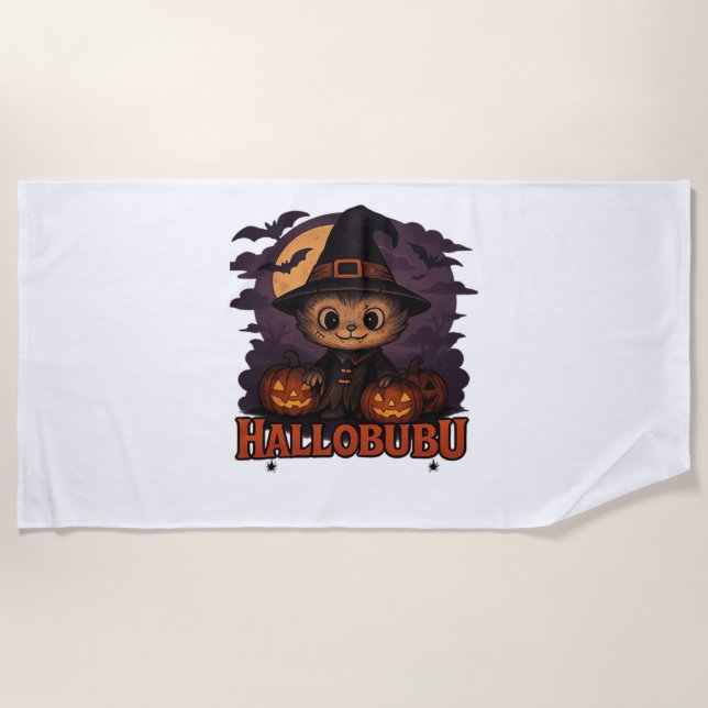 Serviette De Plage Chat d'Halloween Éffrayant et élégant inspiré Feli (Devant)