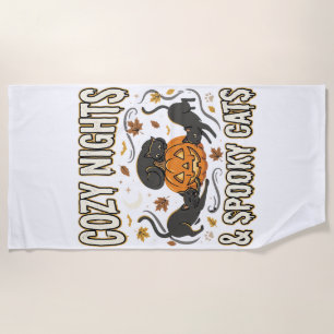 Serviette De Plage Chat d'Halloween Magie d'Automne