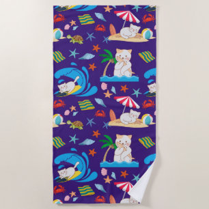 Serviette De Plage Chat en vacances
