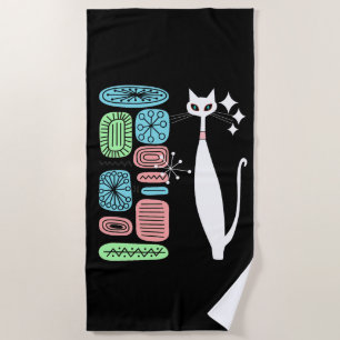 Serviette De Plage Chat frais moderne de la rétro moitié du siècle