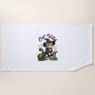 Serviette De Plage Chat Halloween Costume de sorcière Fermier Famille