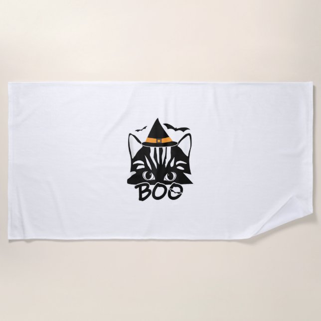 Serviette De Plage Chat Kitten Kitty Novelty Funny Halloween Éffrayan (Devant)