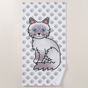 Serviette De Plage Chat Lilac Point Tabby Birman / Ragdoll Mignon & P