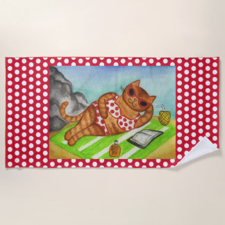 Serviette de plage chat mignon
