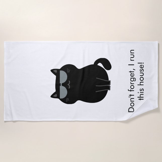 Serviette De Plage Chat mignon - Je dirige cette maison maintenant !  (Devant)