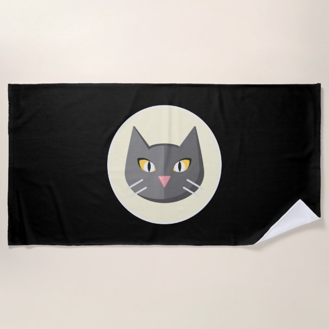 Serviette De Plage Chat noir (Devant)