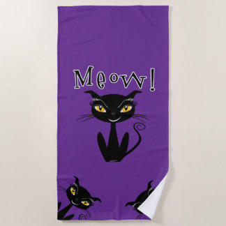 Serviette De Plage Chat Noir Fantaisiste Miaou!