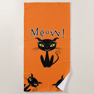 Serviette De Plage Chat noir fantaisiste Miaou !