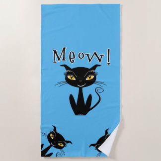 Serviette De Plage Chat noir fantaisiste Miaou !