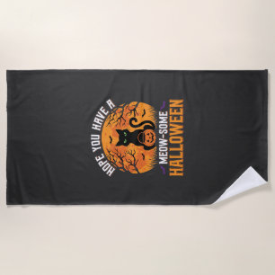 Serviette De Plage Chat Noir Halloween Incroyable