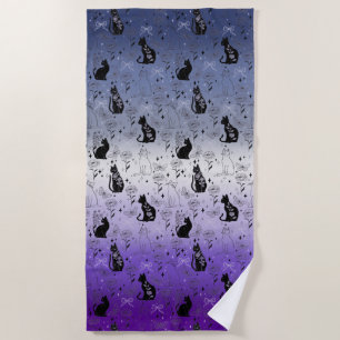 Serviette De Plage Chat noir Pride Bouton Lesbienne - Mystical Witchy