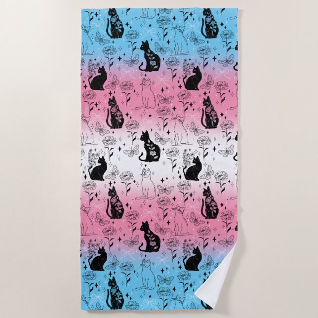 Serviette De Plage Chat noir Transgenre Pride - Mystical Witchy (Devant)