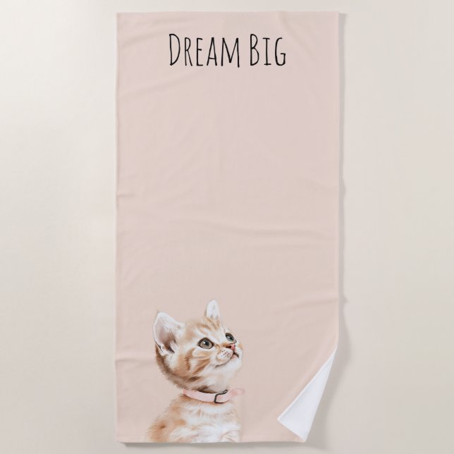 Serviette De Plage Chat pêche blanche (Devant)
