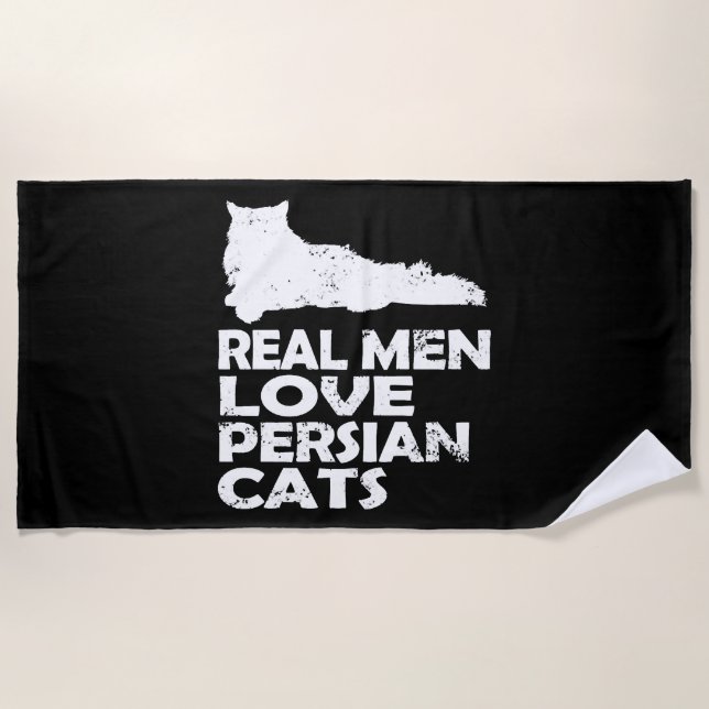 Serviette De Plage chat perse - les vrais hommes aiment les chats per (Devant)