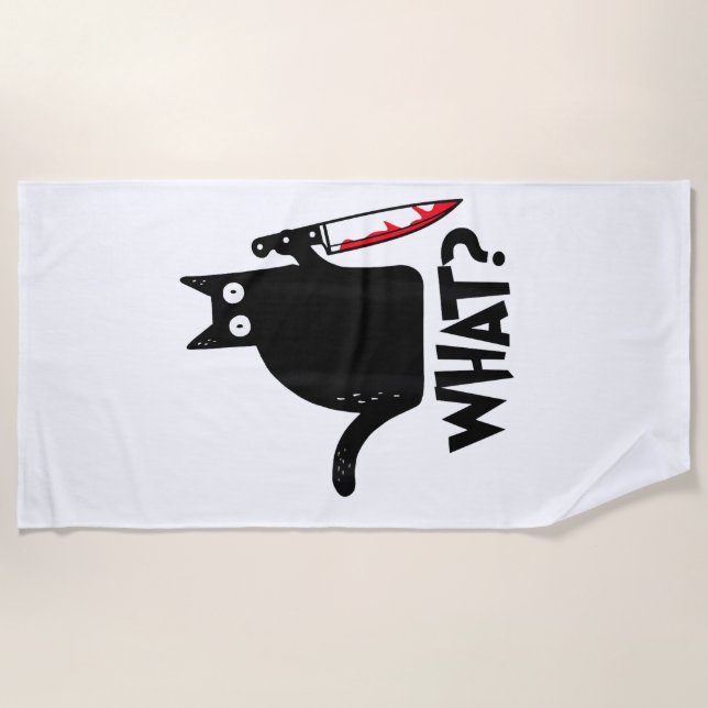 Serviette De Plage Chat Qu'est-ce que_ Drôle Chat Noir  (Devant)