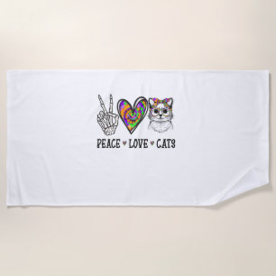 Serviette De Plage Chat Secourir Tie Dye Peace Love Chats Halloween C