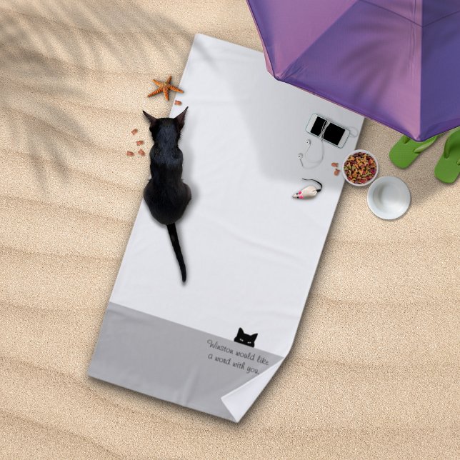 Serviette De Plage Chat Sournois Veut Dire Un Mot  (Créateur téléchargé)