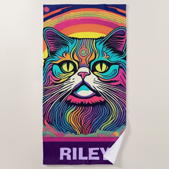 Serviette De Plage Chat zen moderne (Devant)