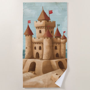 Serviette De Plage Château de sable majestueux en bord de mer