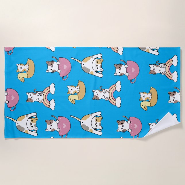 Serviette De Plage Chats Adorables (Devant)
