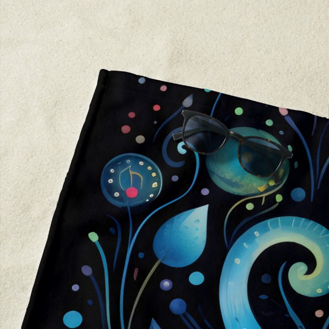 Serviette De Plage Chats bleus (En situation)