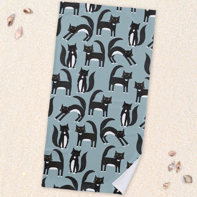 Serviette De Plage Chats Tuxedo noirs et blancs (Black and white tuxedo cat beach towel)