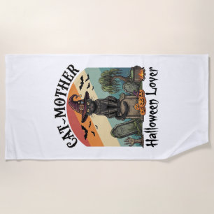 Serviette De Plage Chatte Mère Halloween Amant Chapeau de Sorcière No