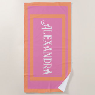 Serviette De Plage Chaud rose et orange personnalisé