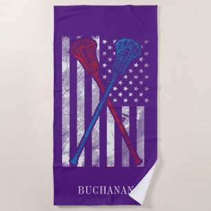 Serviette De Plage Chauves-souris à drapeau vintage et à crosse Perso