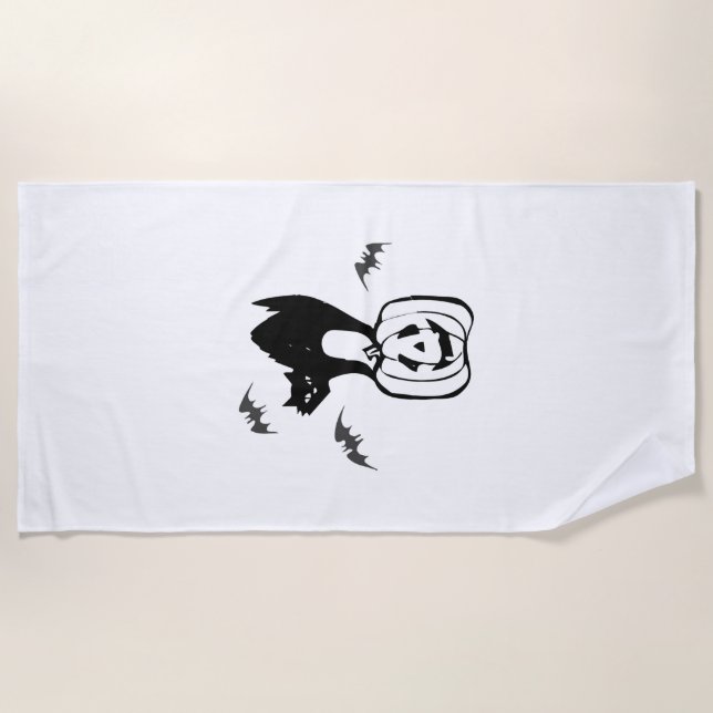 Serviette De Plage chauves-souris chat citrouille halloween (Devant)