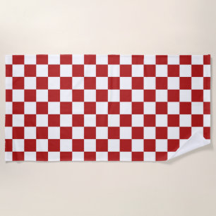 Serviette de plage Checkered rouge et blanche de