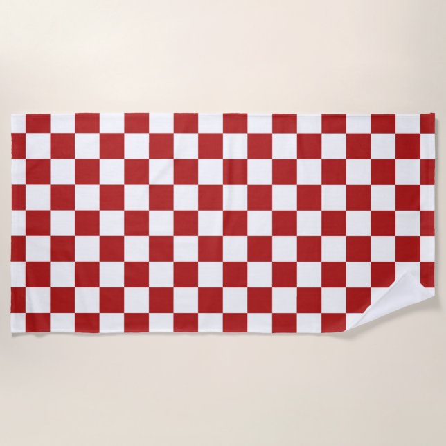Serviette de plage Checkered rouge et blanche de (Devant)