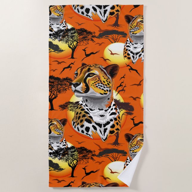 Serviette De Plage Cheetah African Feline Wild Animal (Devant)