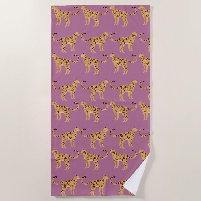 Serviette De Plage Cheetah, léopard rose (Devant)