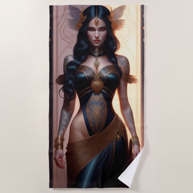 Serviette De Plage chef-d'oeuvre d'une fille goth Beach Towel (Devant)