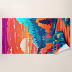 Serviette De Plage Chemin du coucher du soleil à travers la forêt d'a
