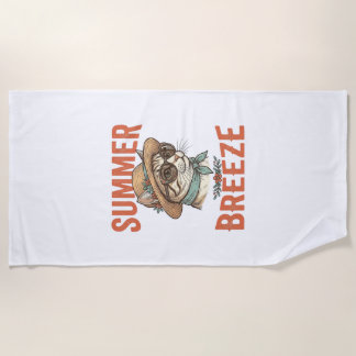 Serviette De Plage Chemise à manches courtes Chat gravure vintage Sum