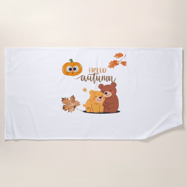 Serviette De Plage Chemise Automne, Chemise Thanksgiving, Pumpki Auto (Devant)