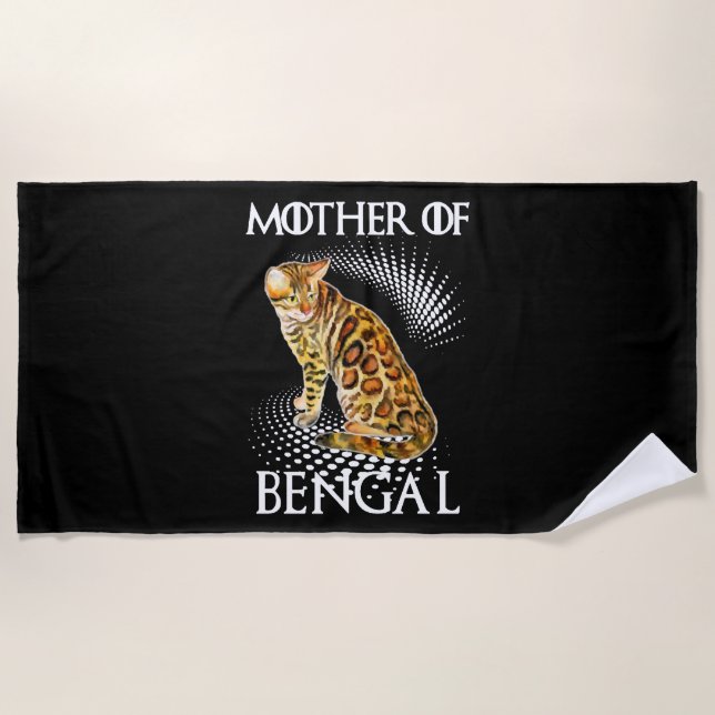 Serviette De Plage Chemise Chat Mère Du Bengale (Devant)