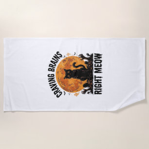 Serviette De Plage Chemise de chat zombie Halloween gravure vintage A