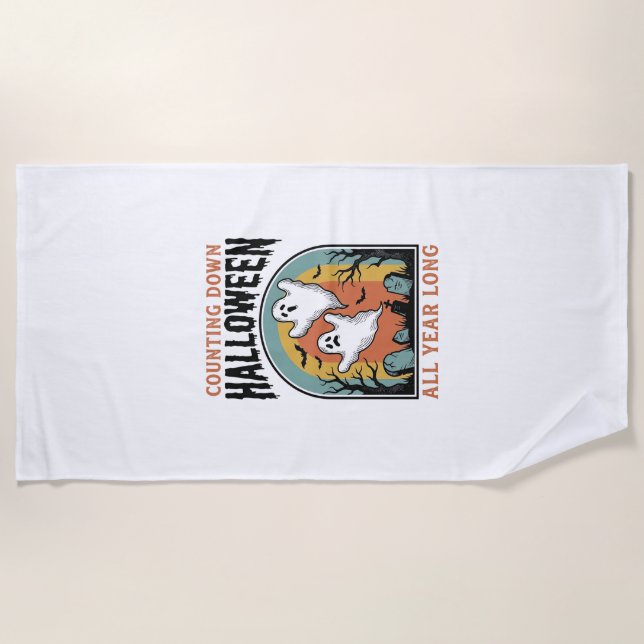 Serviette De Plage Chemise de compte à rebours d'Halloween Graphique  (Devant)