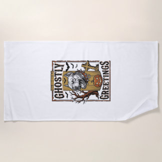 Serviette De Plage Chemise de salutations fantomatiques Gravure vinta