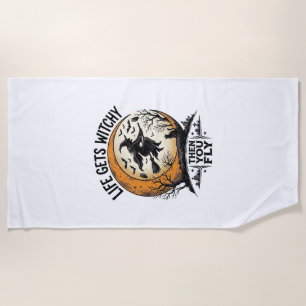 Serviette De Plage Chemise de sorcière vintage rétro Halloween sorciè