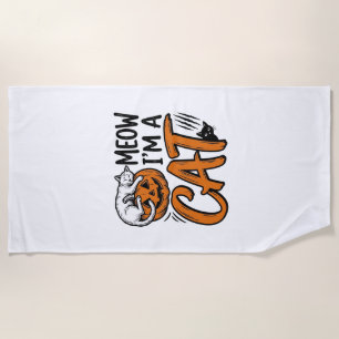 Serviette De Plage Chemise de typographie de citrouille de chat drôle