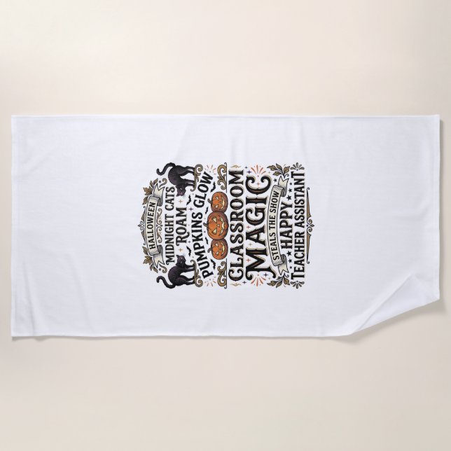 Serviette De Plage Chemise d'Halloween d'Assistant d'Enseignant avec  (Devant)