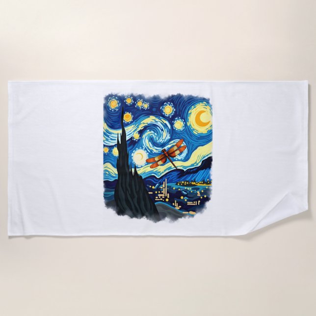 Serviette De Plage Chemise Dragonfly artistique Van Gogh Starry Night (Devant)