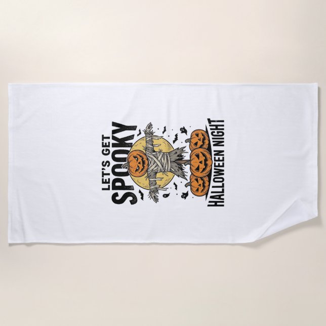 Serviette De Plage Chemise Épouvantail Citrouille Graphique Halloween (Devant)